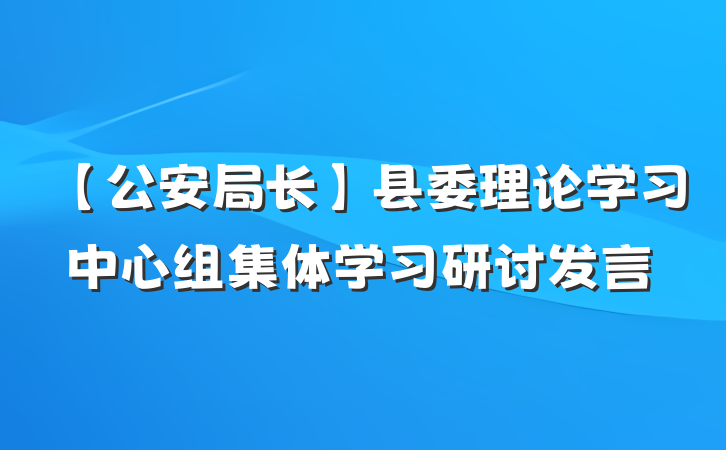 【公安局长】县委理论学习中心组集体学习研讨发言