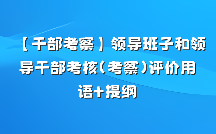 【干部考察】领导班子和领导干部考核（考察）评价用语 提纲