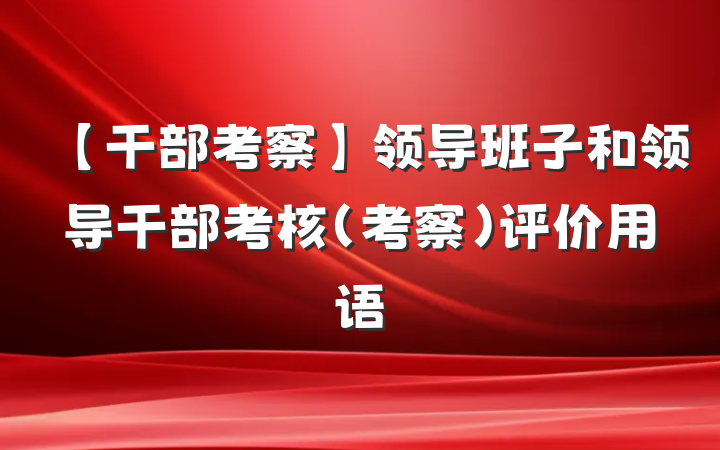 【干部考察】领导班子和领导干部考核（考察）评价用语