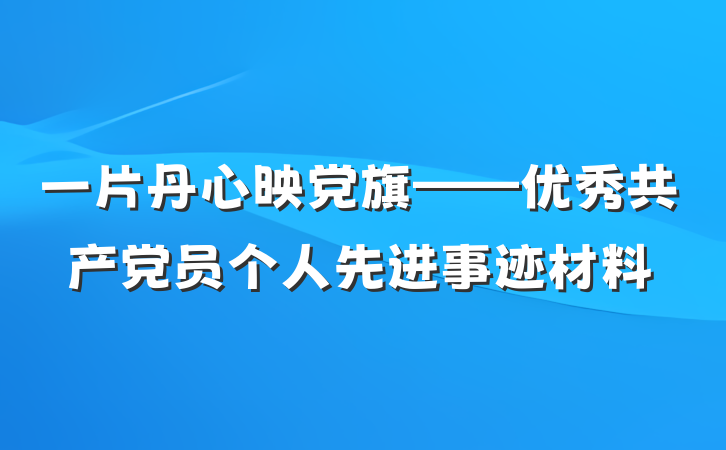 一片丹心映党旗——优秀共产党员个人先进事迹材料