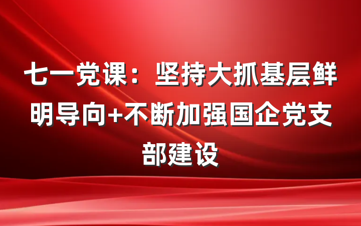七一党课：坚持大抓基层鲜明导向 不断加强国企党支部建设