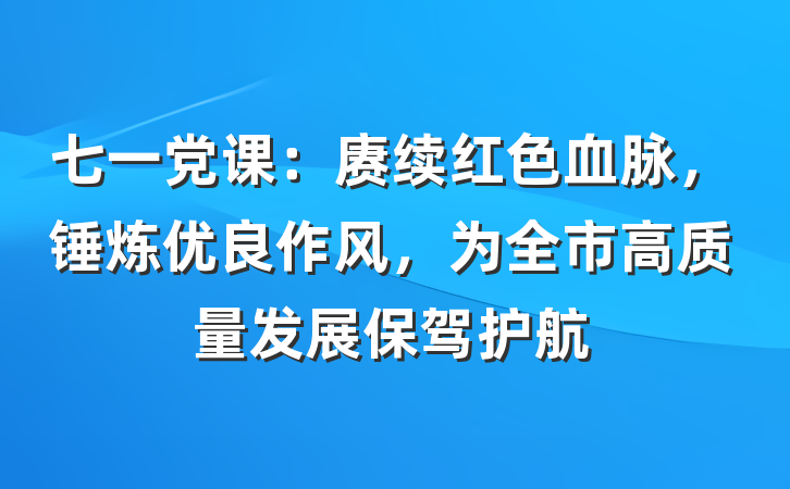 七一党课：赓续红色血脉，锤炼优良作风，为全市高质量发展保驾护航