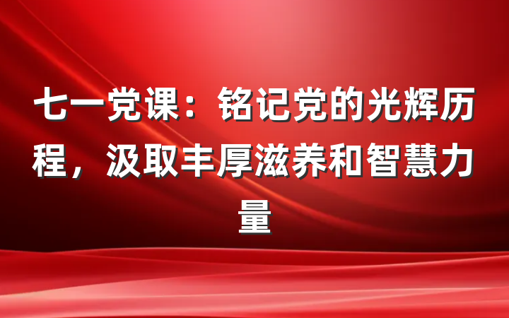 七一党课：铭记党的光辉历程，汲取丰厚滋养和智慧力量