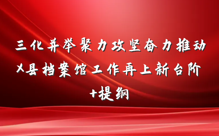 三化并举聚力攻坚奋力推动X县档案馆工作再上新台阶 提纲