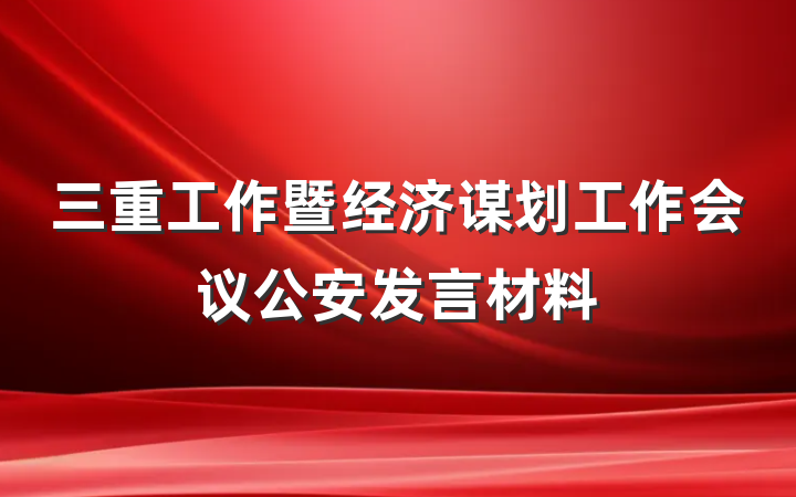 三重工作暨经济谋划工作会议公安发言材料