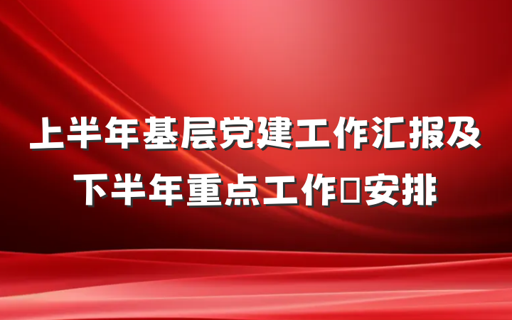上半年基层党建工作汇报及下半年重点工作​安排