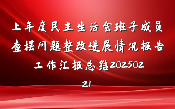 上年度民主生活会班子成员查摆问题整改进展情况报告工作汇报总结20250221