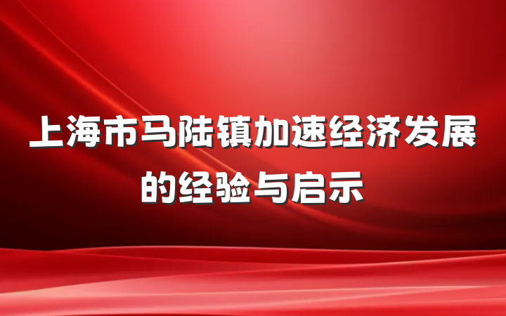 上海市马陆镇加速经济发展的经验与启示