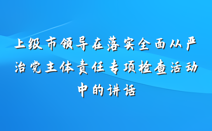 上级市领导在落实全面从严治党主体责任专项检查活动中的讲话