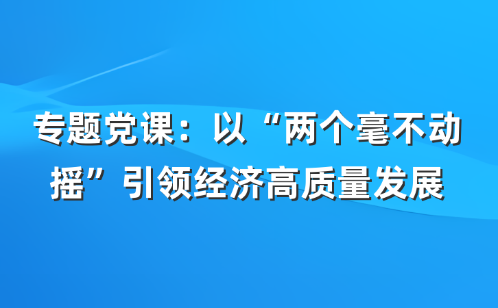 专题党课：以“两个毫不动摇”引领经济高质量发展