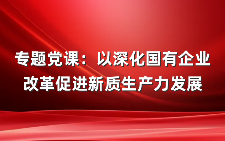 专题党课：以深化国有企业改革促进新质生产力发展