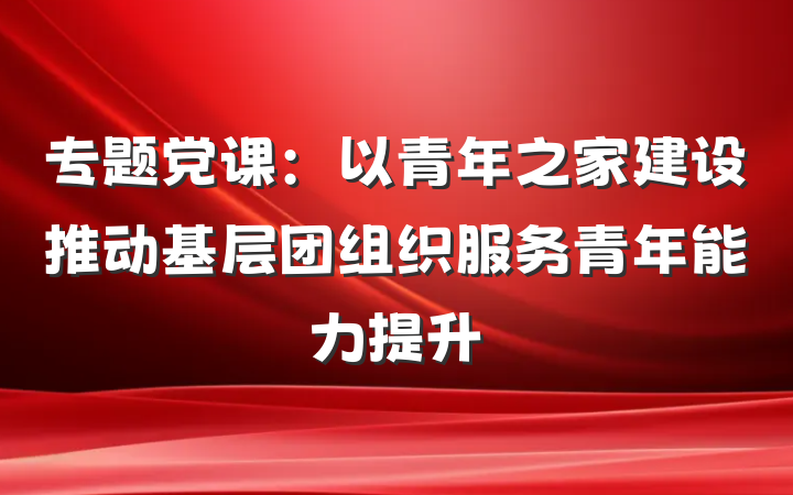 专题党课：以青年之家建设推动基层团组织服务青年能力提升