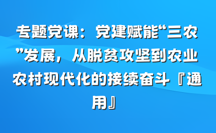 专题党课：党建赋能“三农”发展，从脱贫攻坚到农业农村现代化的接续奋斗『通用』
