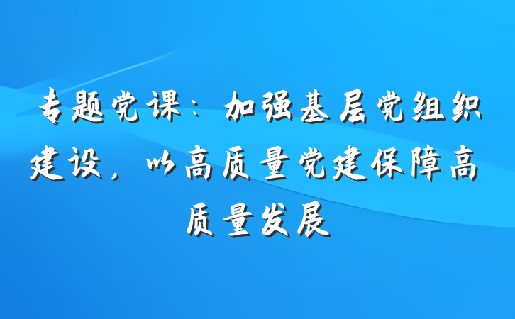 专题党课：加强基层党组织建设，以高质量党建保障高质量发展