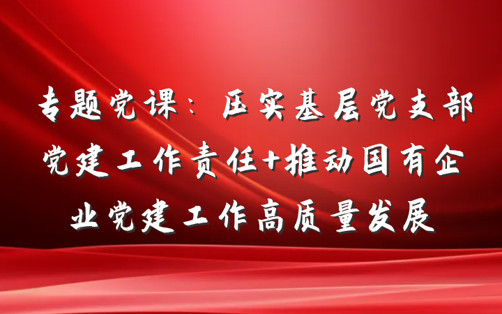 专题党课：压实基层党支部党建工作责任 推动国有企业党建工作高质量发展