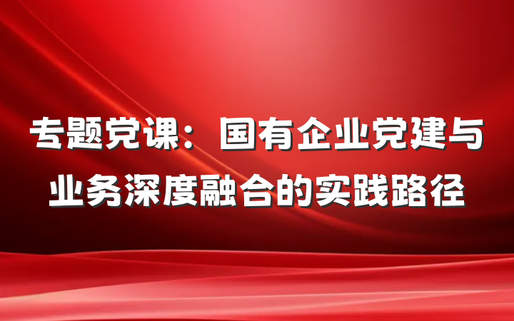 专题党课：国有企业党建与业务深度融合的实践路径