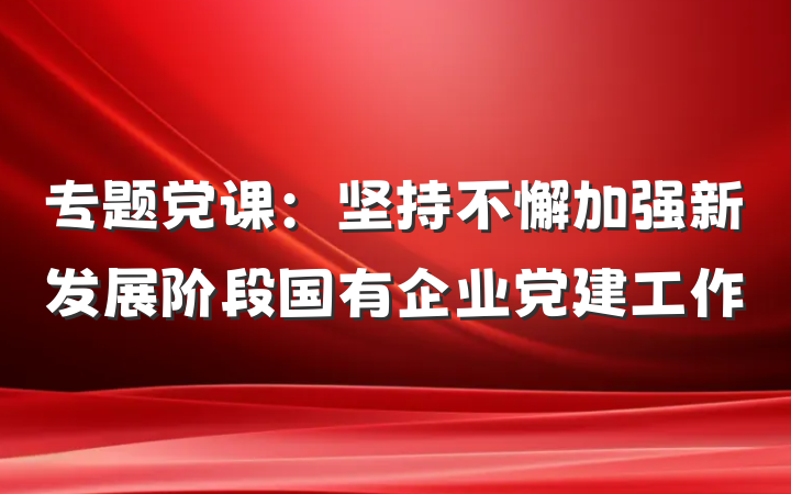 专题党课：坚持不懈加强新发展阶段国有企业党建工作