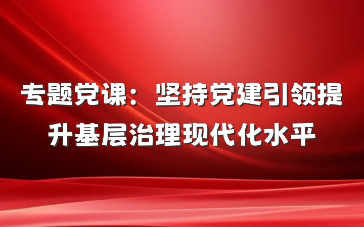 专题党课：坚持党建引领提升基层治理现代化水平