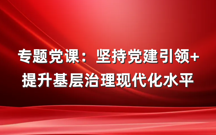 专题党课：坚持党建引领 提升基层治理现代化水平