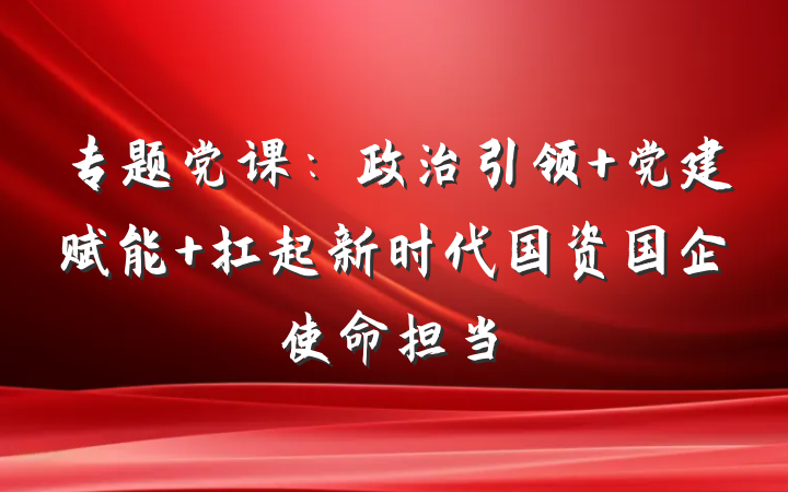 专题党课：政治引领 党建赋能 扛起新时代国资国企使命担当