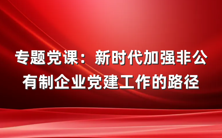 专题党课：新时代加强非公有制企业党建工作的路径