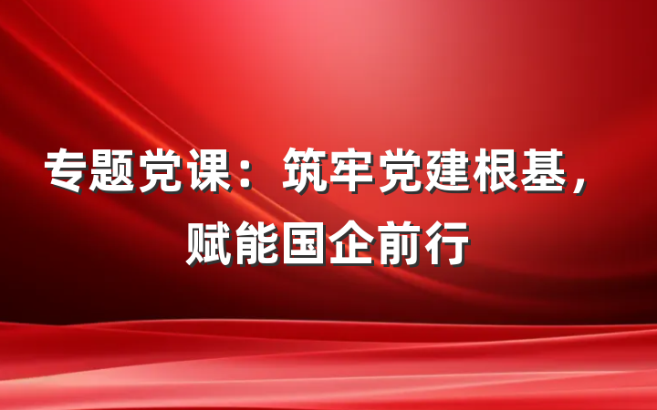 专题党课：筑牢党建根基，赋能国企前行