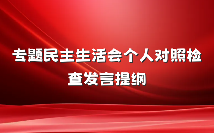 专题民主生活会个人对照检查发言提纲