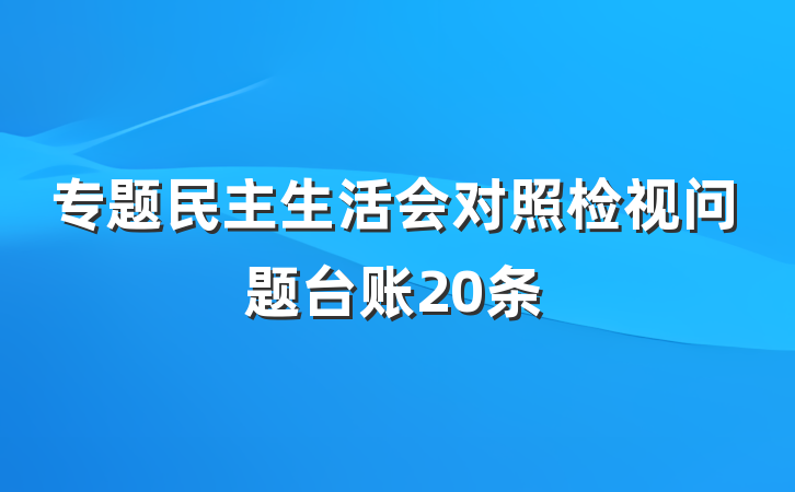 专题民主生活会对照检视问题台账20条