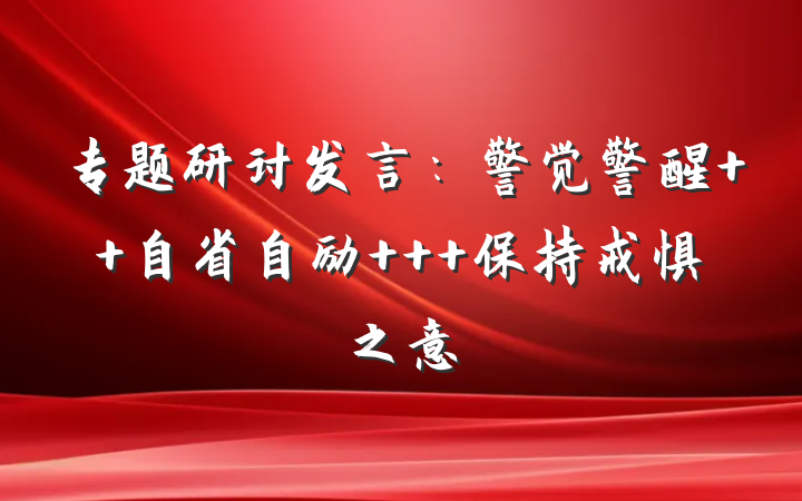 专题研讨发言：警觉警醒  自省自励   保持戒惧之意