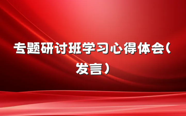 专题研讨班学习心得体会（发言）
