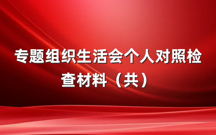 专题组织生活会个人对照检查材料（共）