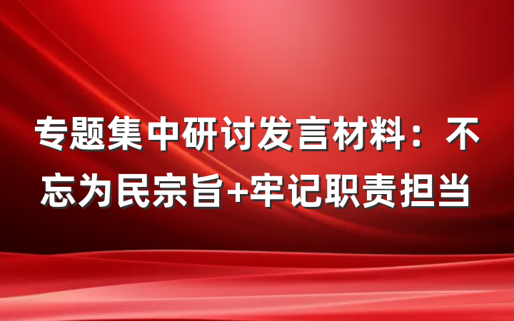 专题集中研讨发言材料：不忘为民宗旨 牢记职责担当