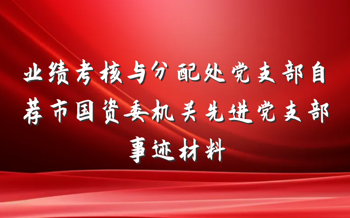 业绩考核与分配处党支部自荐市国资委机关先进党支部事迹材料