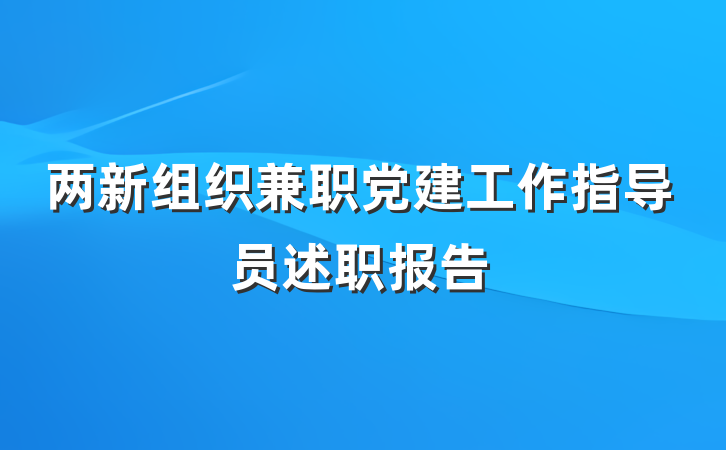 两新组织兼职党建工作指导员述职报告