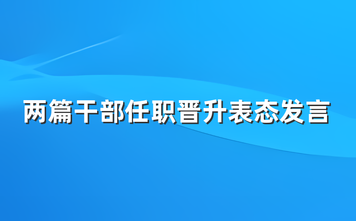 两篇干部任职晋升表态发言