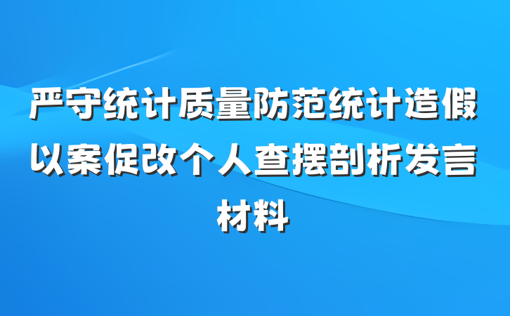 严守统计质量防范统计造假以案促改个人查摆剖析发言材料