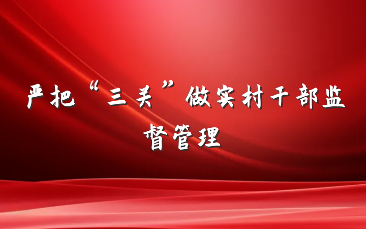 严把“三关”做实村干部监督管理