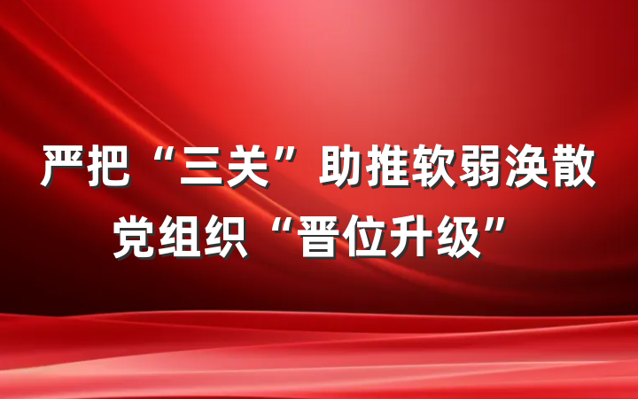 严把“三关”助推软弱涣散党组织“晋位升级”