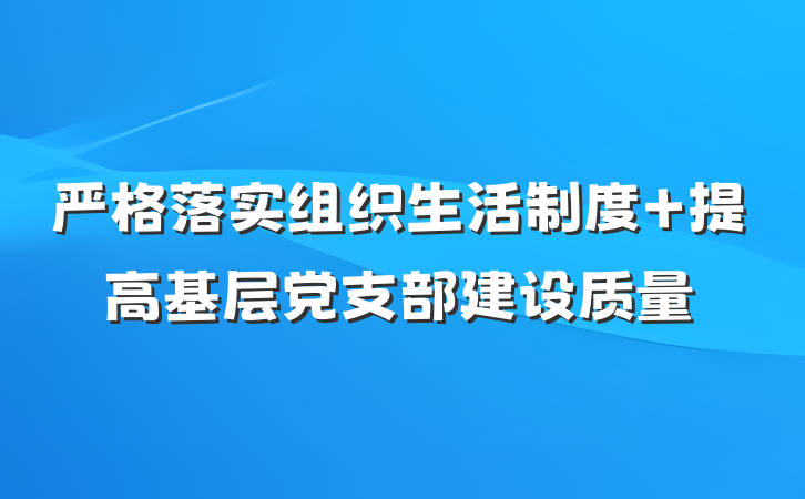 严格落实组织生活制度 提高基层党支部建设质量