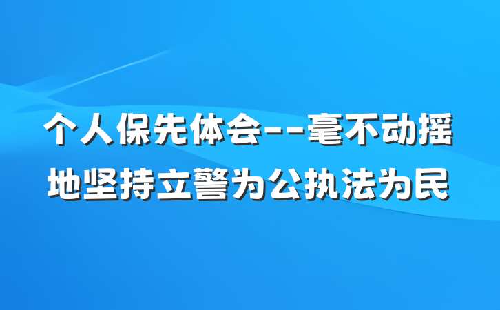 个人保先体会--毫不动摇地坚持立警为公执法为民
