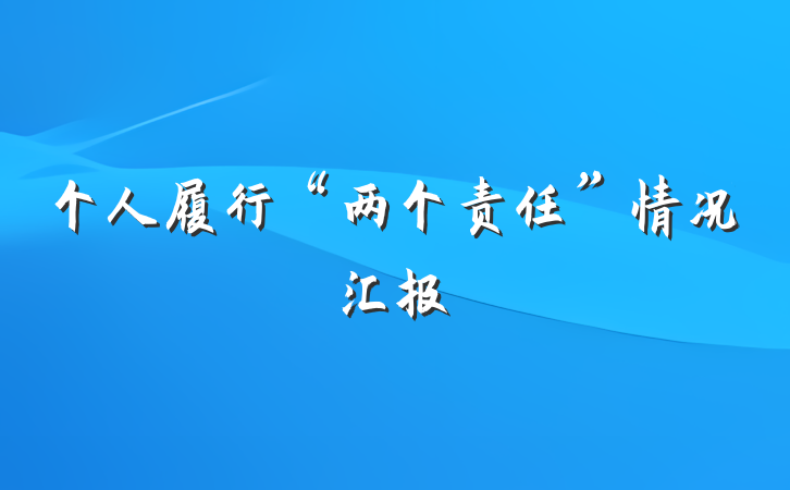 个人履行“两个责任”情况汇报