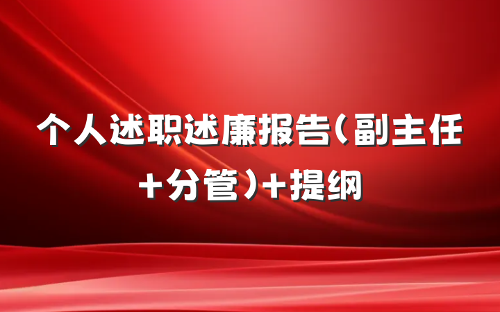 个人述职述廉报告(副主任 分管） 提纲