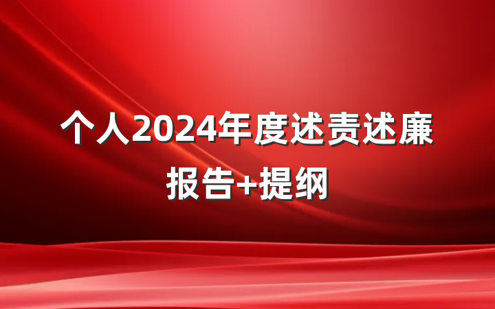 个人2024年度述责述廉报告 提纲