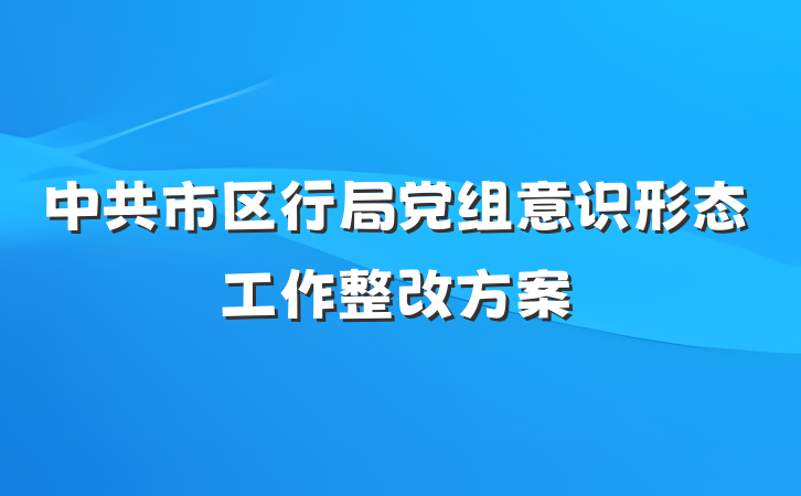 中共市区行局党组意识形态工作整改方案