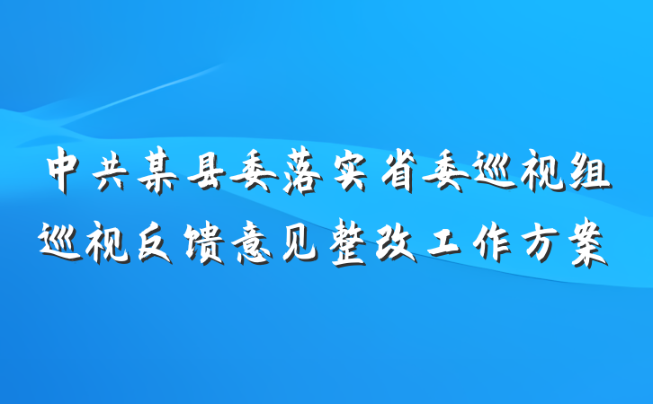 中共某县委落实省委巡视组巡视反馈意见整改工作方案