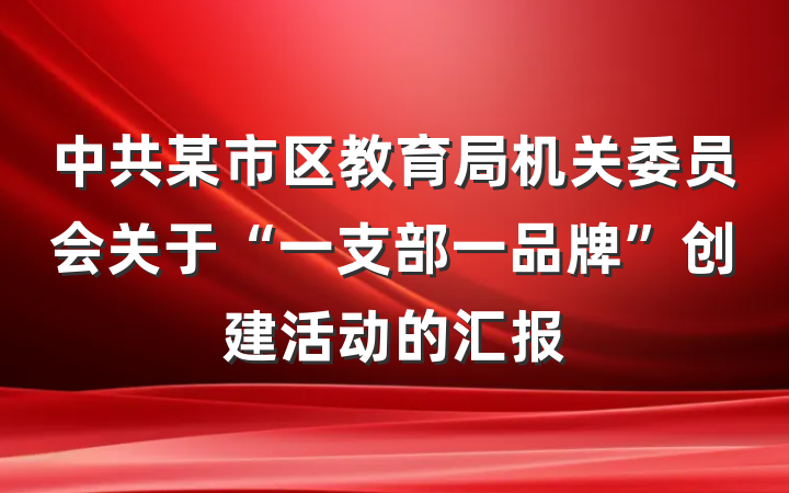 中共某市区教育局机关委员会关于“一支部一品牌”创建活动的汇报
