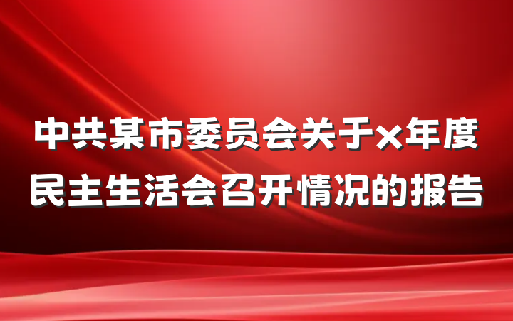 中共某市委员会关于x年度民主生活会召开情况的报告