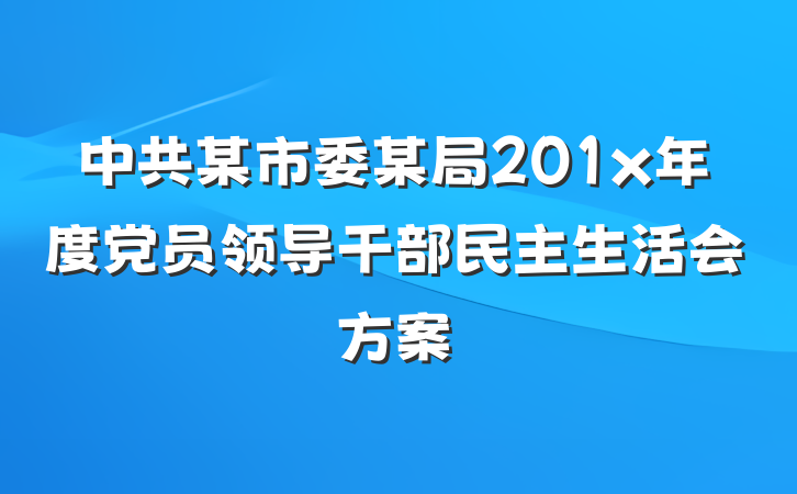 中共某市委某局201x年度党员领导干部民主生活会方案