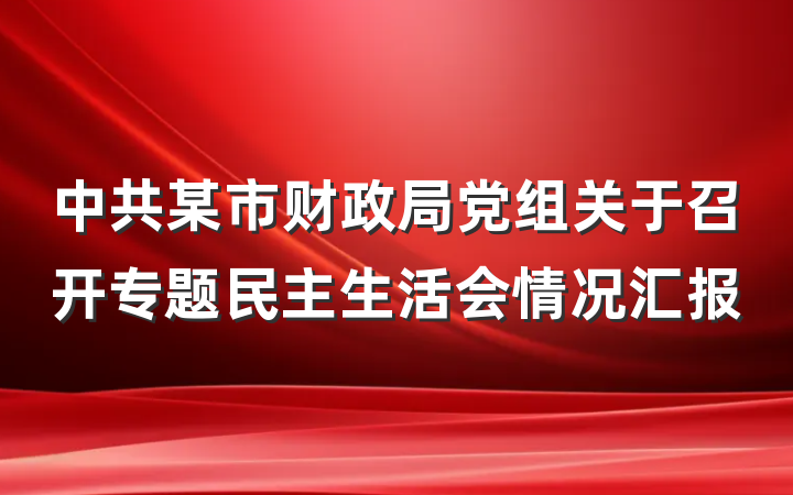 中共某市财政局党组关于召开专题民主生活会情况汇报