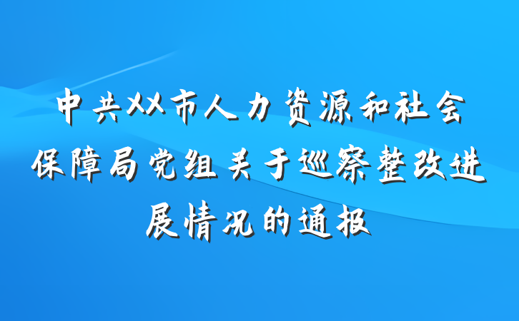 中共XX市人力资源和社会保障局党组关于巡察整改进展情况的通报